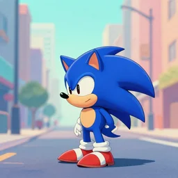 sonic the hedgehog, lofi, pastel, Esthetic, calm, city,