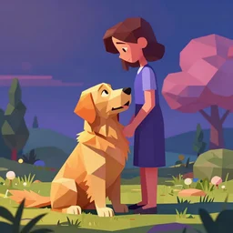 low poly, pixar, love, love, golden retriever, golden retriever, golden retriever, magic realism, vivid colors by andy kehoe and amanda clarke y shamsia hassani