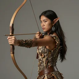 portrait of a amazonian warrior, treebark, barkskin!, archer, expression of curiosity, thin nose, elf ears, beautiful, focused, elegant, art nouveau, dnd, sinuous, fantasy, mystical, magical aesthetics, illustration, photorealistic, soft lighting, unreal engine, matte painting, 4 k,