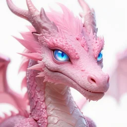 concept art, matte painting of a magical pink dragon with fantasy light blue eyes, detailed portrait, irisdecent, holographic, shot on 7 0 mm, vray tracing, playstation 5 graphics, high quality, 8 k hd, greg rutkowski, rossdraws, thomas kinkade, trending on artstation, deviantart, pixiv, sketchfab