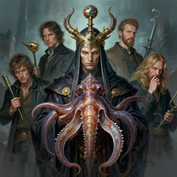 portrait of the Plectronoceras cephalopod wizard wearing the epic artifact headgear by artgerm and Craig Mullins, James Jean, Andrey Ryabovichev, Mark Simonetti and Peter Morbacher 16k
