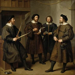 medieval painting of sigint analysts, by rembrandt