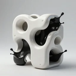 futuristic bioceramic generative design structures, splashes of black paint, clean and crisp, sharp focus, intricate details