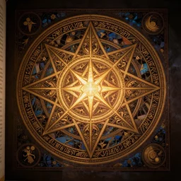 a sigil of unified transcendent power manifestation from an illuminated manuscript, very detailed, sacred geometry, magick