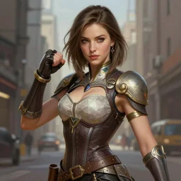 a portrait of a young ornella muti as a rumble rose fighting game character, urban motifs, intricate, elegant, highly detailed, digital painting, trending on artstation, concept art, smooth sharp focus, illustration, art by artgerm and greg rutkowski