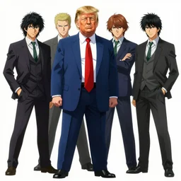 donald trump, tankoban, 4 k, tone mapping, akihiko yoshida, james jean andrei riabovitchev marc simonetti, yoshitaka amano, long hair, curly, h. hydrochaeri