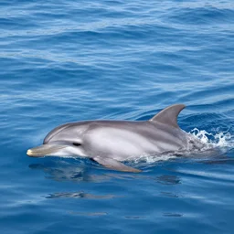 Salvini riding a dolphin in a blue sea