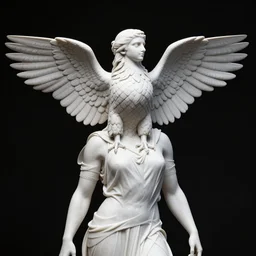 half eagle - half woman, man in costume