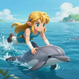Zora from Zelda swimming with the dolphins | Featured on Artstation, Fantasy, professional art, 8k Ultra Resolution, HD wallpaper
