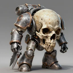 an Adeptus Mechanicus cyborg skull from Warhammer 40k, digital art by Dan Mumford and Peter Mohrbacher, highly detailed