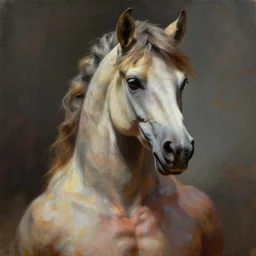 beautiful lifelike painting of a centaur centaur centaur chimera tom cruise torso, majestic cinematic, hyperreal detailed facial features and uv lighting, art by ed roth and basil wolverton