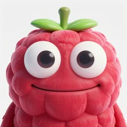 a humanoid figure raspberry monster, large eyes and smug smile, highly detailed, digital art, sharp focus, trending on art station, anime art style