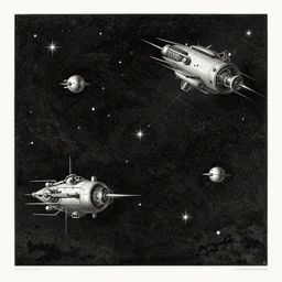 astronomy textbook professional illustration by Albrecht Dürer with night starry sky with tech flying ships, by Salomon van Abbé old vintage Victorian England print-n9