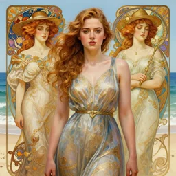 beautiful ,allison williams standing in front of a beach, intricate, stunning, highly detailed, digital painting, artstation, concept art, smooth, sharp, focus, illustration, art by artgerm and greg rutkowski and alphonse mucha