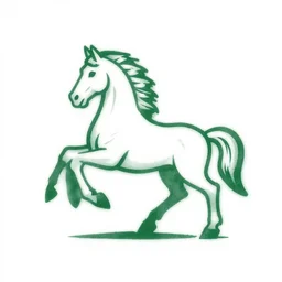 a logo of the white horse of uffington, two tone print, green and white