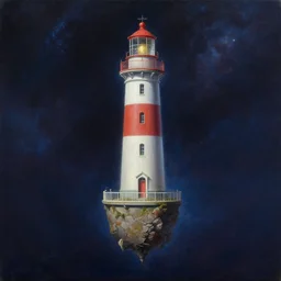 painting oil, highly detailed, lighthouse floating in space, by eytan zana, by piotr jabłonski, by greg rutkowski, global illumination, unreal engine