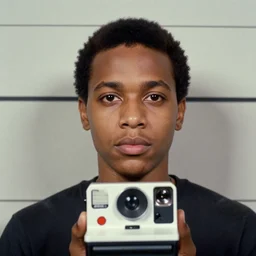 Mugshot Portrait of iDubbbz taken in the 1970s, photo taken on a 1970s polaroid camera, grainy, real life, hyperrealistic, ultra realistic, realistic, highly detailed, epic, HD quality, 8k resolution, body and headshot, film still, front facing, front view, headshot and bodyshot, detailed face, very detailed face