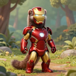 A ferret dressed up in an Iron Man suit, Storybook Art