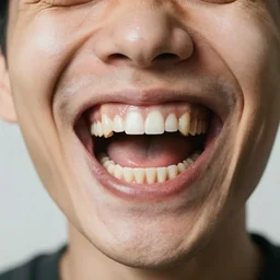 man smiling with the largest teeth ever