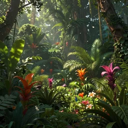 jungle flowers, rpg background, artstation