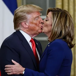 Donald trump French kissing Nancy pelosi, realistic