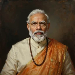Narendra Modi as God Vishnu, masterpiece, oil on canvas, by Greg Rutkowski, neoclassical portrait, sharp, HD, detailed, cinematic composition, dramatic, concept art, best lighting, 8K,