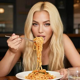 “Ke$ha eating spaghetti in a Starbucks”
