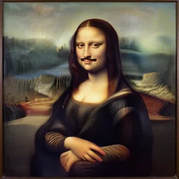 mona lisa with moustache, canvas, oil paint, ultra - wide angle, insanely detailed and intricate, hypermaximalist, elegant, ornate, hyper realistic, super detailed, gray, quiet, peace, artwork by edvard munch