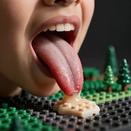 tongue melting on legos