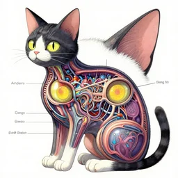 ( ( ( ( ( cyberpunk cat internal structure cover art. cat internal structure reference sheet. ) ) ) ) ) by hirohiko araki!!!!!!!!!!!!!!!!!!!!!!!!!!!