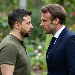 emmanuel macron fighting vladimi putin in eden's garden, natural lighting, realistic, cinematic, close shot, stolen footage, octane render
