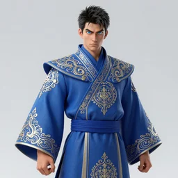 make manchurian martial artist!!!! blue eyes!! intricate ornate blue robes!! character concept art, sharp focus, octane render! unreal engine 5! highly rendered!! trending on artstation!! detailed linework!! illustration by artgerm, wlop, and chie yoshii