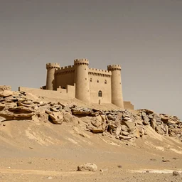 castle built on the side of a cliff on Mars