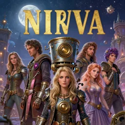 a close - up stunning fantasy scene of the band nirvana | highly detailed | very intricate | disney | magic the gathering | steampunk | dramatic romantic epic breathtaking whimsical magical | bokeh moon stars | professional cinematic lighting | award - winning | painted by marc simonetti and anton fadeev and paul lehr and rhads and alena aenami | pastel color palette | featured on artstation