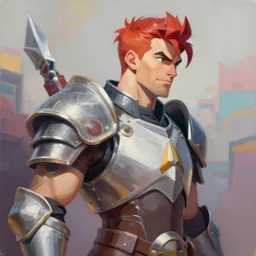 greg manchess portrait painting of partially armored vi from league of legends as overwatch character, medium shot, asymmetrical, profile picture, ambient occlusion, organic painting, sunny day, matte painting, bold shapes, hard edges, street art, trending on artstation, by huang guangjian, gil elvgren, ruan jia, greg rutkowski, gaston bussiere