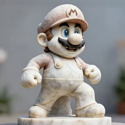 a detailed marble sculpture of Super Mario, realistic photo