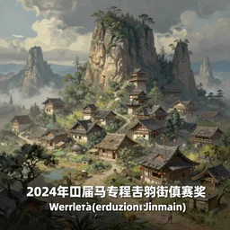 fantasy village. painting by fenghua zhong.
