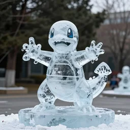 ice sculpture of charmander, photography