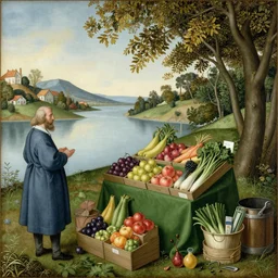 the fruit and veg stall on the banks of the river styx, Hieronymus Bosch