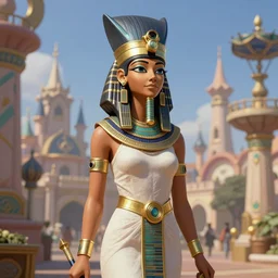 egyptian soul reaper nefertiti in a disney land environment, highly detailed, digital fantasy painting, trending on artstation, concept art, sharp focus, illustration, art by tom bagshaw, artgerm