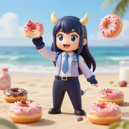 4 5 mm 1 9 8 7 cooking food photography of an corporate mascot at a beach summoning an anime donut demon girl, photography by tyler mitchell johfra bosschart