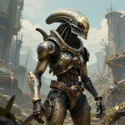 highly detailed portrait photo of a steampunk annihilan in a scenic dystopian mythpunk environment, hyperrealistic illustration by william didier - pouget