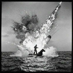 tintype photo, bottom of the ocean, cowboy exploding