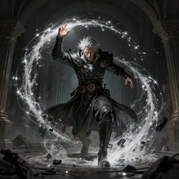 a chronomancer bending the time in a dark room, high exposure, digital art, trending on artstation