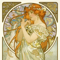 aoc, by alphonse mucha, art nouveau