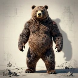 a blueprint of a alien wrestler bear by Ron Cobb
