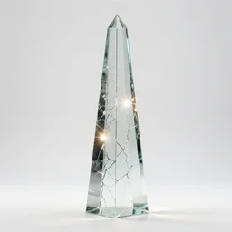 glass obelisk of the void, painful cracks, furious lights, dreamed by lynda benglis, perfect white background, octane render, 4 k, 8 k