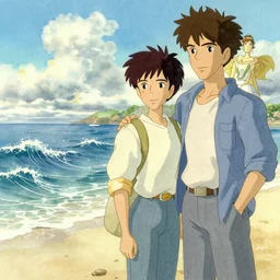 coherent, trip to the beach, summer waves, studio ghibli, pixar and disney animation, sharp, disney concept art watercolor illustration by mandy jurgens and alphonse mucha and alena aenami, pastel color palette, dramatic lighting, highly detailed