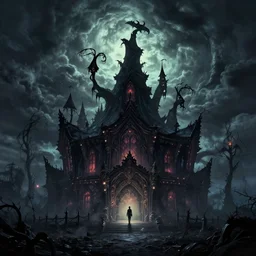 a dark fantasy matte painting of a dark evil carnival silhouetted by an evil dramatic sky, tim burton, world of warcraft, league of legends