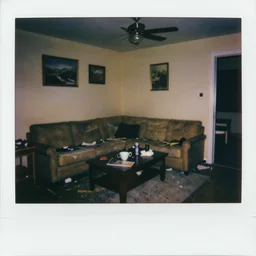 polaroid of a ravaged living room, 3 5 mm film, poltergeist.